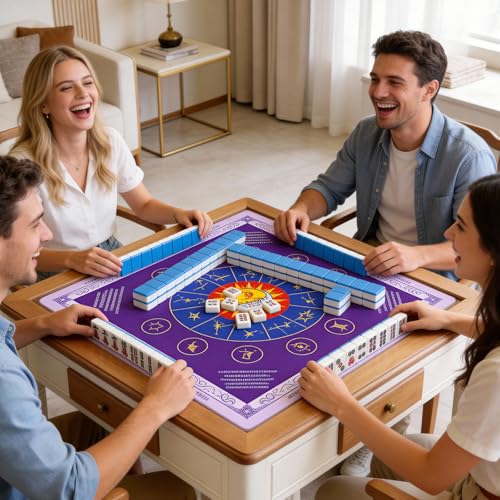 Mahjong Mat for Table 31.5 x 31.5 in, Non-Slip Waterproof, Zodiac Purple - image 7