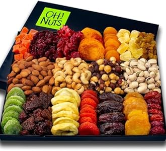 Oh! Nuts Dried Fruit and Nut Gift Basket - XL 18 Variety Gourmet Assorted Fruits and Nuts Gift Baskets - Holiday Gift Box - Food Snack Box for Birthday, Corporate - Gift for Men, Women