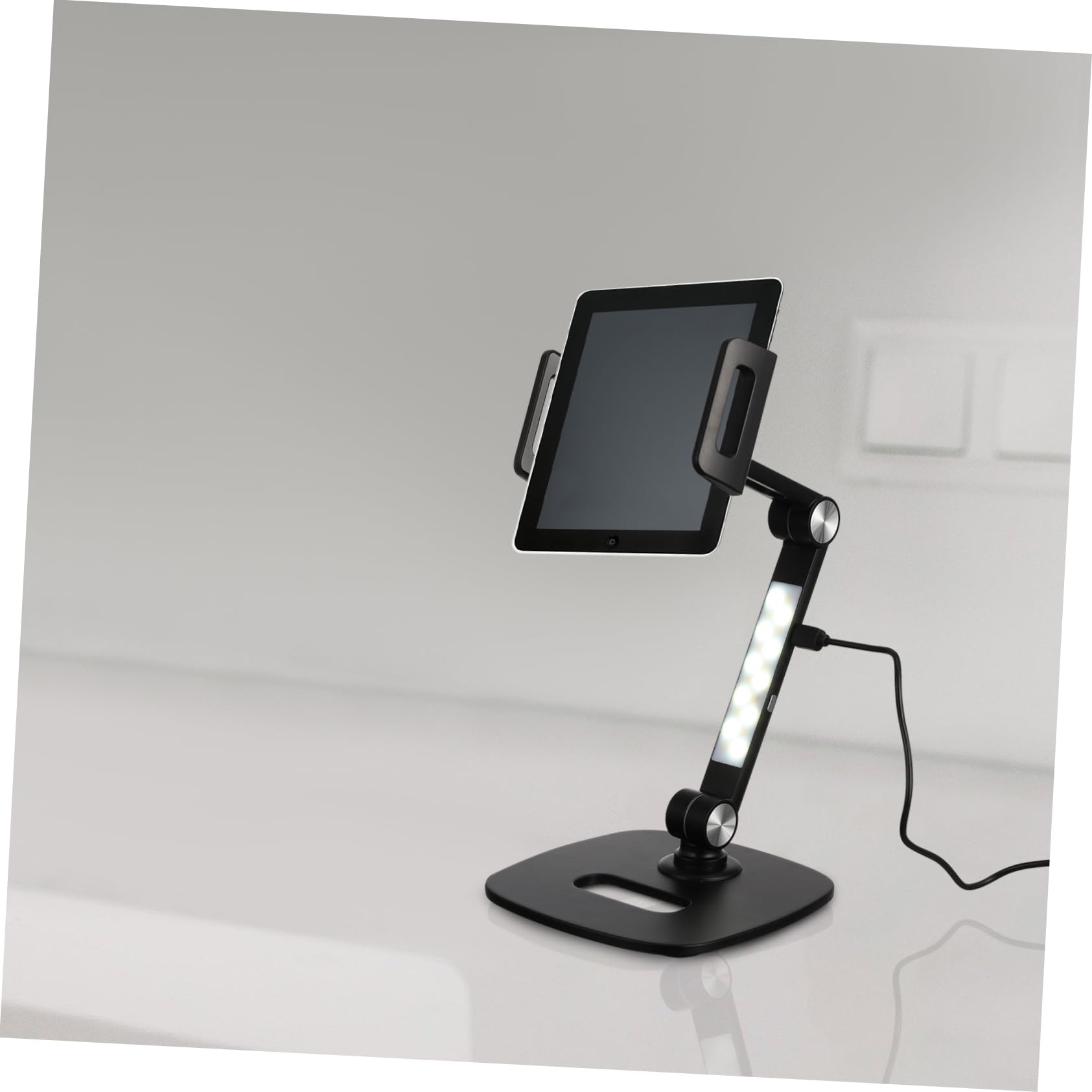 Support pour Tablette et Téléphone en Aluminium Noir, Pliable et Réglable
