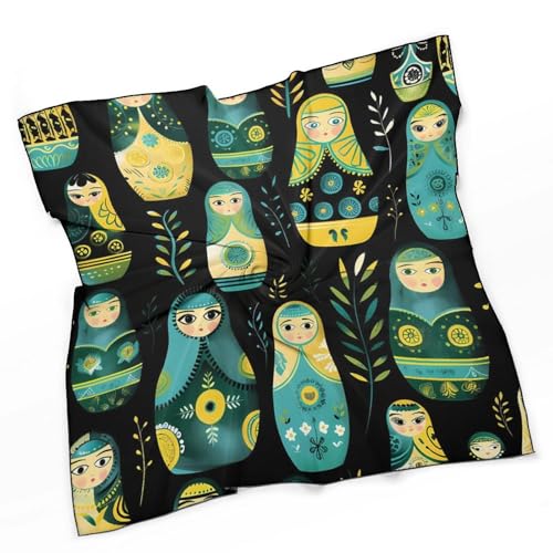 Cute Russian Matryoshka Nesting Dolls Head Scarf Square Bandana Neck Scarfs Hair Wrap Scarves for Women Men3