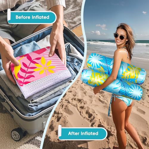 Lekwaiin Luftmatratze Pool, 2 Stück Wasserhängematte 4 in 1 Aufblasbare Schwimmmatte mit Netz Luftmatratze Wasser Pool Zubehör Spielzeug, Wasserspielzeug Hängematte für Erwachsene und Kinder