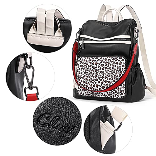 Image of CLUCI Backpack Purse for Women Fashion Leather Designer Travel Large Ladies Shoulder Bags with Tassel, Black Leopard, Large,