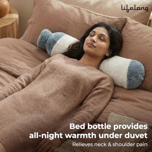 Image of Lifelong Hot Water Bottle 2000 ml with Washable Fur Cover | Hand, Belly & Full Body Warmer for Pain Relief & Period Cramps | Extra Long Bed Bottle for Women & Men |Back Neck Shoulder Warmer (LLEHWB09)
