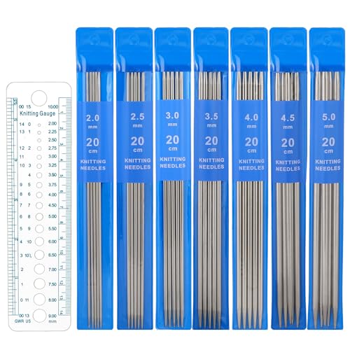 Kalione 569849_1_MEUMLWGL 36 Pcs Double Pointed Knitting Needle Sets, 2 Mm/2.5 Mm/3 Mm/3.5 Mm/4 Mm/4.5 Mm/5 Mm Stainless Steel Metal Knitting Needles cover