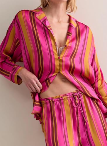 Image of Women Satin Pajama Sets Floral Silk Pajamas Pj Set