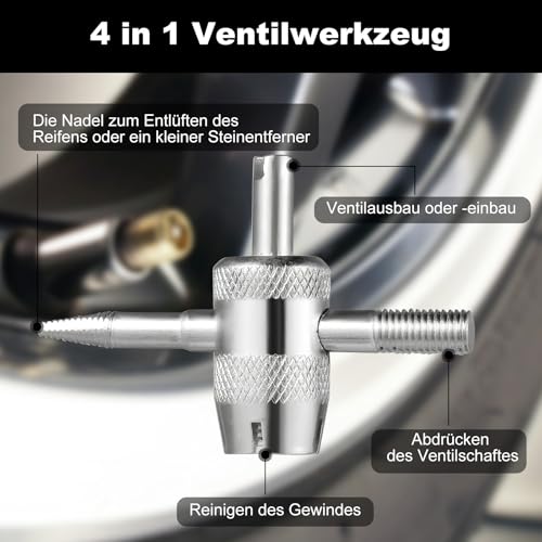 Sinofort 88 Piezas Herramientas de Las Válvulas de Los Neumáticos, Llave Obus Valvula Presta, Extractor Valvulas Neumaticos, Neumático Herramienta de Reparación para Bicicleta Coche Moto - imagen 4