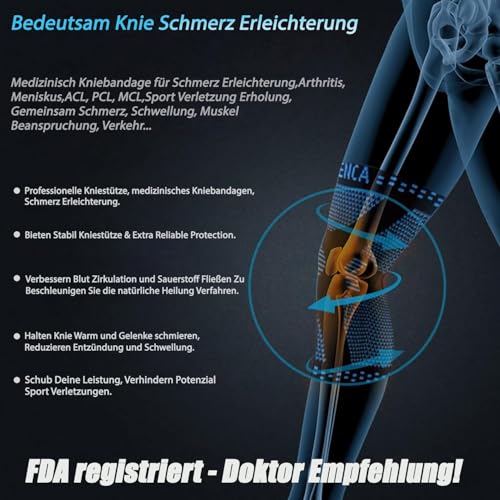 NEENCA Kniestütze, Komprimierte Kniebandage mit Patella Gel Pads & Feder Seitenstabilisatoren, Medizinischer Knieschützer für Laufen, Meniskusriss, Arthritis, Gelenkschmerzlinderung, ACL, Erholung