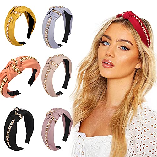 Headbands for Women Chain Pearl Headbands,6 Pack Knot Headbands Wide Turban Hairband Vintage Head Wrap with Faux Pearl Elastic Hair Hoops Bandana Hair Accessories for Women Headbands for Women Chain Pearl Headbands,6 Pack Knot Headbands Wide Turban Hairband Vintage Head Wrap with Faux Pearl Elastic Hair Hoops Bandana Hair Accessories for Women