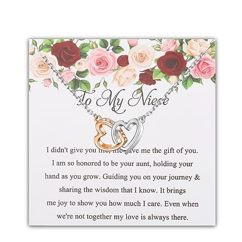 PLITI Niece Gift From Aunt Niece Wedding Gift Niece Graduation Gift To My Niece Inspirational Interlocking Heart Necklace - Main Image