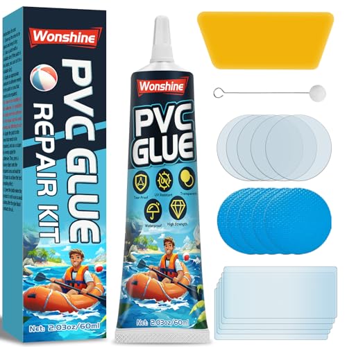 Wonshine Hot Tub Repair Kit Paddling Pool Repair Kit Waterproof for Inflatables Air Bed Bouncy Castle Boat Kayak Swimming Pool Tent (60ml)
