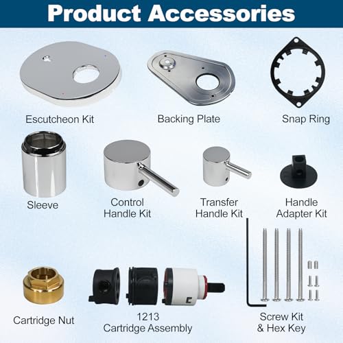 Kit de recambio para válvula de ducha UT3290 compatible con Moen Align M-CORE 3-Series, para grifo de ducha de 2 manijas, incluye cartucho 1213, requiere válvula (Cromo) miniatura 2