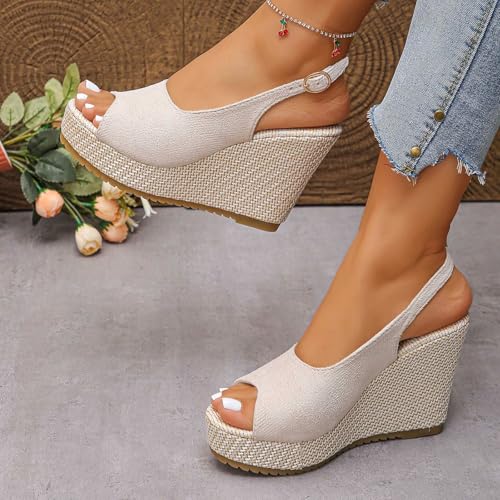 Sandalias de cuña mujer con plataforma y punta abierta estilo casual verano 3