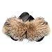 Produktbild Fell Latschen Pelz Pantoffeln mit Finn Raccoon Echtfell Waschbär Echtpelz Schlappen Sandalen mit Pelz Fuchsfell Waschbärfell Slipper Slides Schuhe Fuchs Pantoletten Finnraccoon (37 EU)
