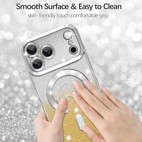Image of ZIYE Magnetic Case Designed for iPhone 17 Pro Max Glitter Case-Sliver