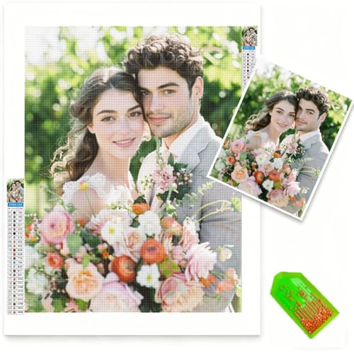 Cadeau couple personnalisé unique en kit Diamant Painting Personnaliser Paysage ou Famille