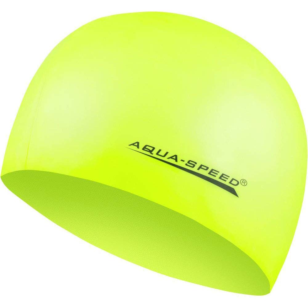 Aqua-Speed Swimming Cap Cuffia Da Nuoto In Silicone Mono - Adulti Unisex - Colore Giallo Fluorescente