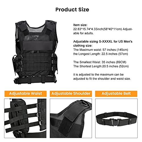 Marmot Tactical Vest Durable Mesh Vest With Detachable Belt & Holster For Subcompact/Compact/Standard Pistol #TOP5