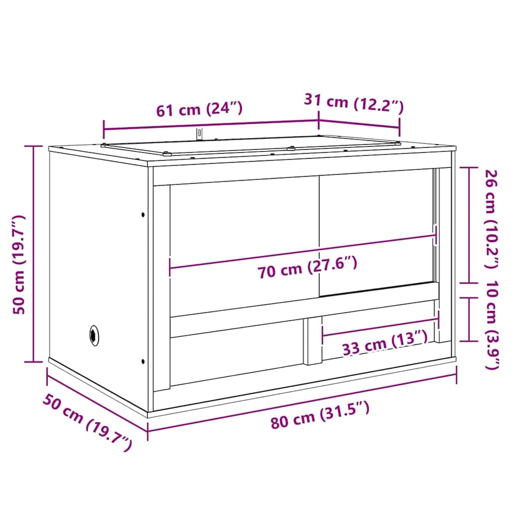vidaXL Terrarium Braun 80 x 50 x 50 cm OSB, Rechteckige, rustikale, langlebige Terrarienbox, Lebensraum für Reptilien und Amphibien, Cooles Zuhause für Deine Pets