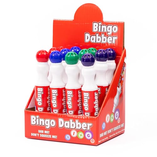 evelay Bingo Dabbers Pack of 12 - Large Non-Drip Felt Tip Bingo Markers - Multicolour Ticket Dobbers with Long-Lasting Ink for Bingo Games (Multicolour)