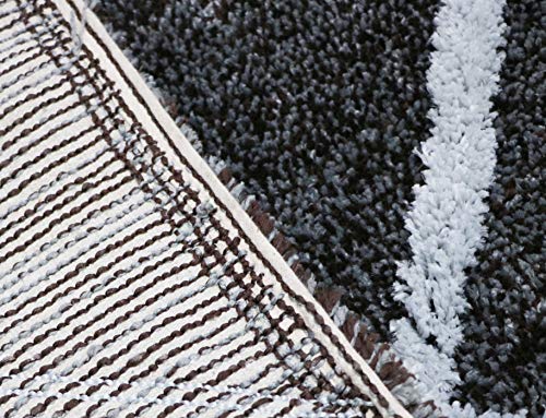 Image of THE HOME TALK Modern Polyester Area Rugs | Carpets for Living Room, Kitchen, Kid's Room, Bedroom | Microfiber Polyester Rugs | Shaggy Floor Carpet | Anti Skid Store (Brown & Grey, 50 x 150 cm)