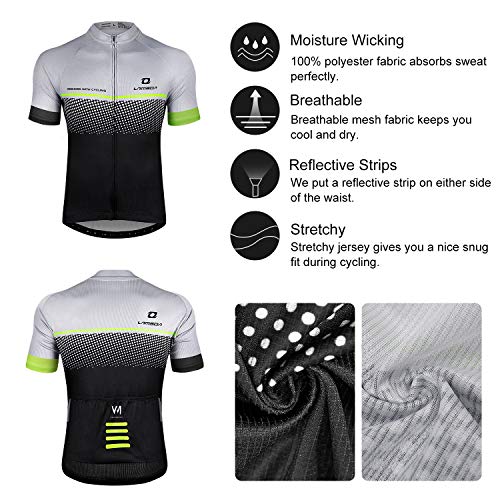 LAMEDA Cycling Jersey Mens Short Sleeve Top Bike Shirt Summer Grey L - Image 8