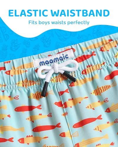 Image of maamgic Boys Swim Trunks with Compression Liner 4-Way Stretch Quick Dry Bathing Suit Toddler Beach Shorts