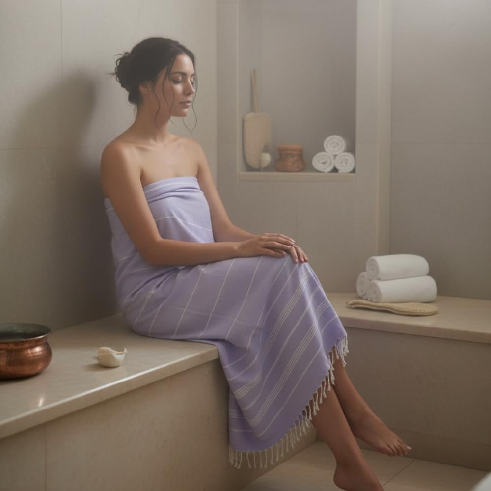 Toalla de sauna XXL, toalla de baño grande y suave, 100 x 200 cm, secado rápido, toalla de playa de primera calidad, toalla para hombres, mujeres, yoga y fitness (morado)