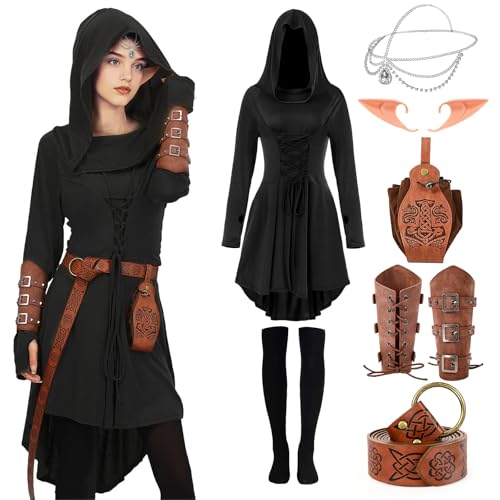 Disfraz completo elfo medieval con capucha y vestido miniatura 1