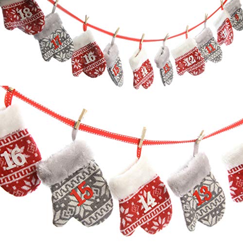 heimtexland ® Calendrier de l'Avent Guirlande de Noël décorative à suspendre Motif moufles norvégiens 250 cm Typ657 Cover