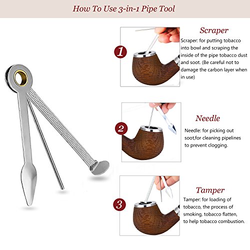 Joyoldelf Smoking Pipe Accessories Kit - 10 Metal Balls, 50 Pipe Cleaners, 20 Pipe Filters (9Mm), 2 Cork Knockers, 2 Pipe Bits, 1 Pipe Scraper, 1 Reamer And A Pipe Pouch #TOP2