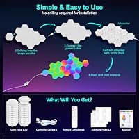 Kangtaixin LED Sechseck Gaming Wandleuchte 20pcs Hexagon RGB Panel - Sechseck Waben Wall Light Musik Sync Deko Hexa Wandbeleuchtung Smart Sechseckige Gamer Room Deko Modular Lampe – Ansicht 7