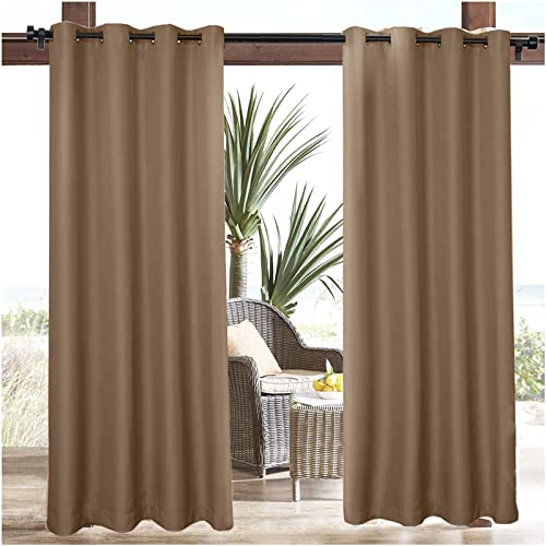 Outdoor Patio Curtains, Waterproof Weighted Porch Curtains Outside Curtain for Gazebo, Front Porch, Pergola, Sun Blocking Privacy Curtain, 1 Panel,W100*H84in(254 * 213cm）