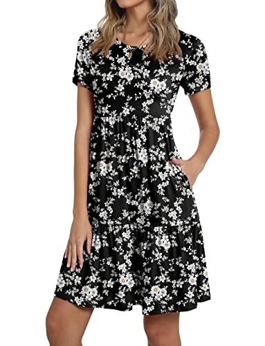 Image of TAOHUADAO 2026 Summer Dresses for Women Short Sleeve Ruffle Casual Sundress with Pockets