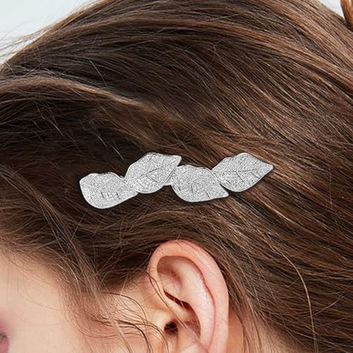 Pinza para el cabello Zeshimb decorada con hojas de cristal y baño plateado, diseño geométrico antideslizante para estilismo y bodas