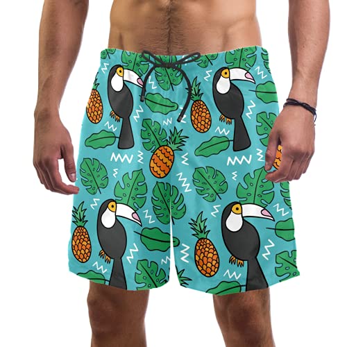 Short de bain homme grande taille motif tropical doublé mesh slip respirant