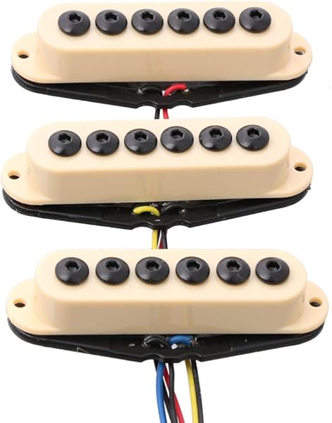 Amazon _ JZLYWS SSSギター用3PCSシングルコイルギターピックアップインベーダータイプネックミドルブリッジポジションN / M/B (Ivory) _ 楽器・音響機器