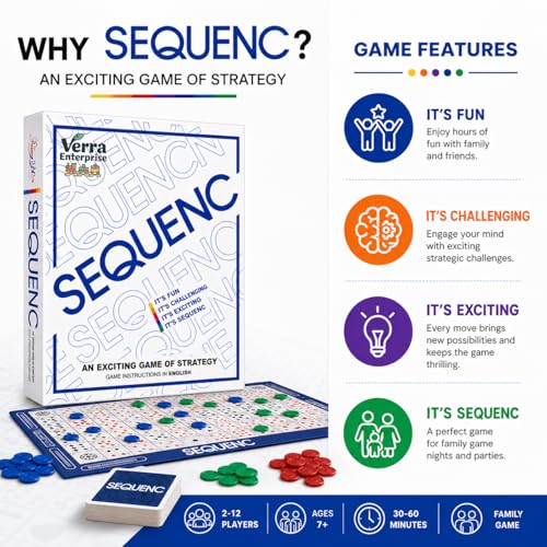 Image of The Original Verra Enteprise Sequenc, Strategy Game, Card Game, Board Game for Kids, Adults, Families, Educational, 2 to 12 Players, Activity Toy for Childrens, Gift Set for Kid, Ages 7+Year