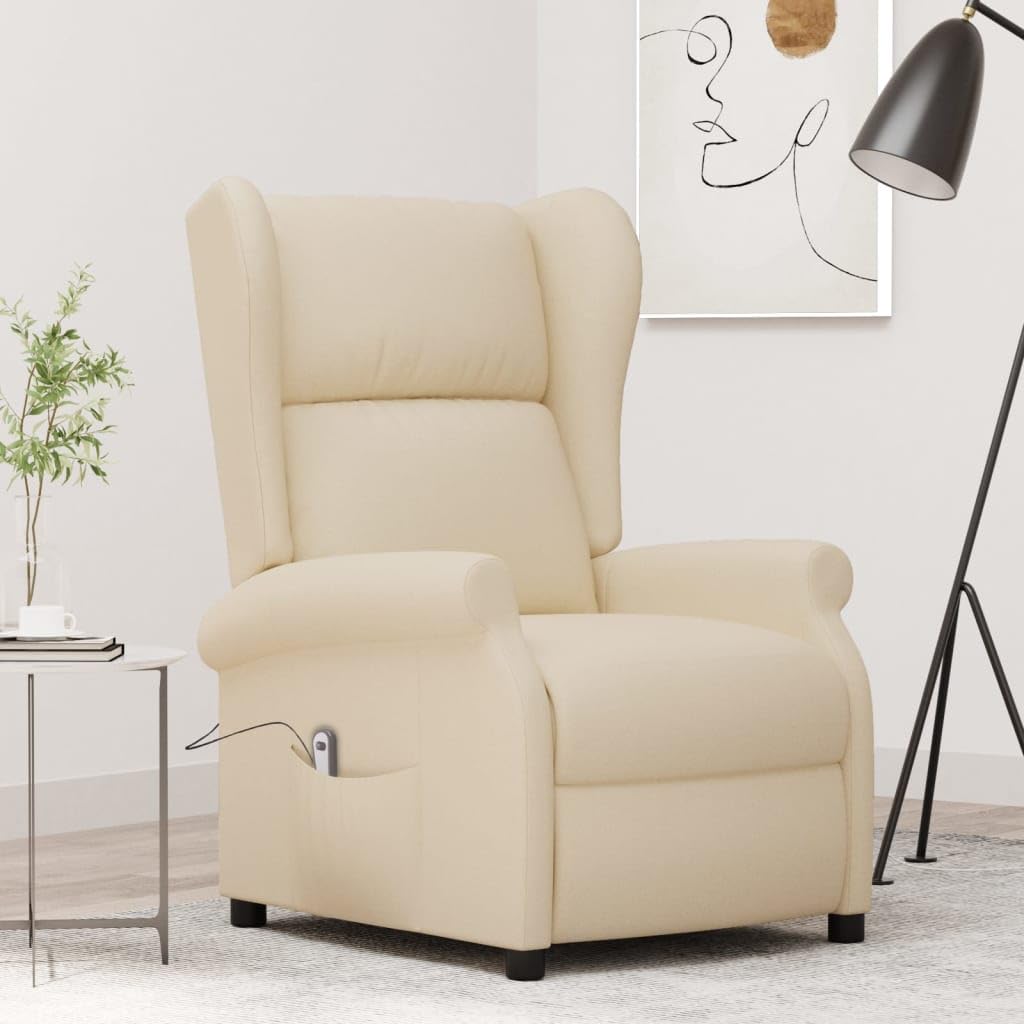 Genérico Sillón orejero reclinable eléctrico Tela Crema,Mobiliario,Sillas,Sillones,Crema,27.9 kg,3098328