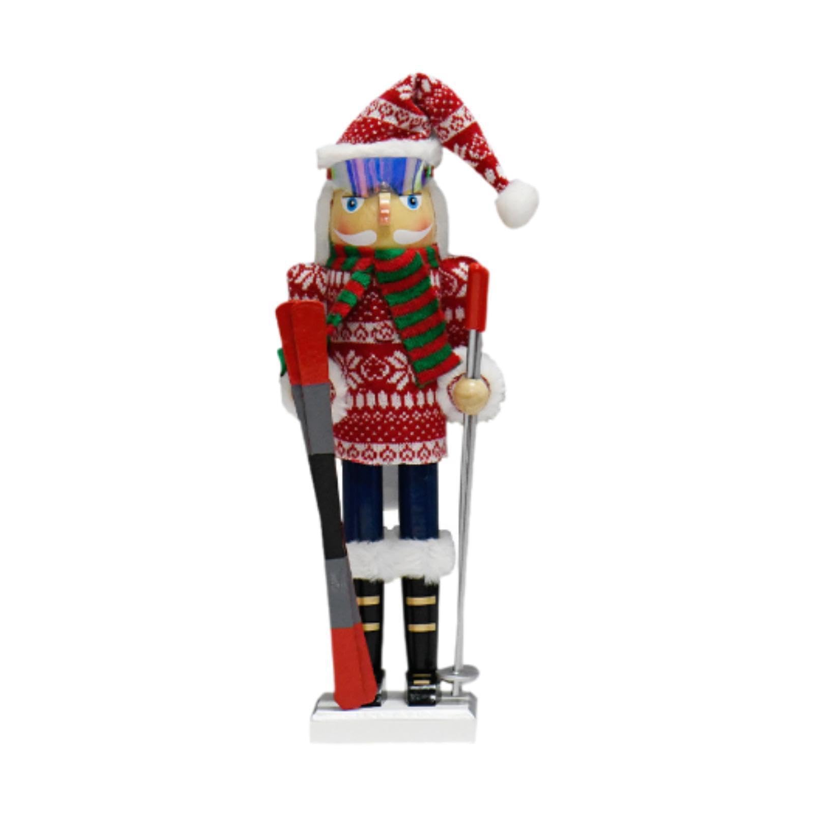 PIXZCSA Nutcracker Figurine Xmas Crafts Wooden Indoor Party Table Decoration Holiday Statue Centerpiece Table Centerpiece Christmas Nutcracker Figurine Statue