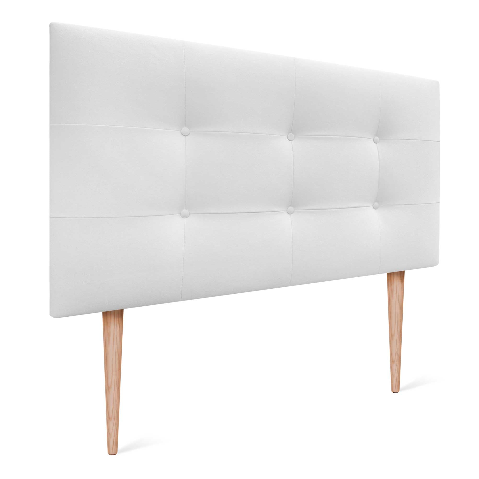 DHOME Cabecero, Cabezales de Cama Acolchado Capitoné 8cm de Grosor. Cabezal tapizado ACUALINE Tela y Polipiel. Cabeceros de Cama (Tela Blanco, 110x115cm con Patas (Camas 80/90/105))