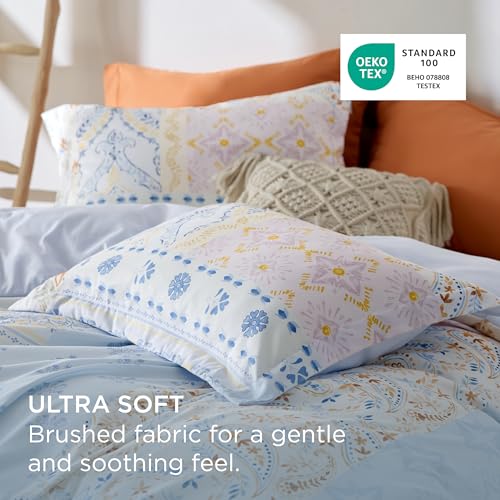 Image of Bedsure Duvet Cover King Size - Reversible Vintage Floral Duvet Cover Set with Zipper Closure, 3 Pieces Winter Sky Bedding Set with 8 Corner Ties and 2 Pillow Shams 20 inchx36 inch