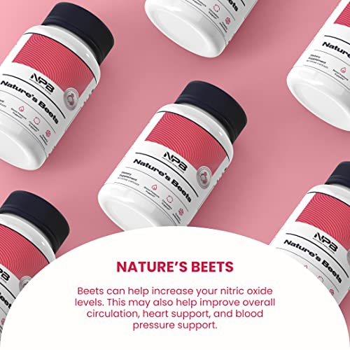 Nature's Pure Blend Organic Beets I Support Blood Flow, Blood Pressure, Heart Health I Energy Booster, L Arginine #TOP4