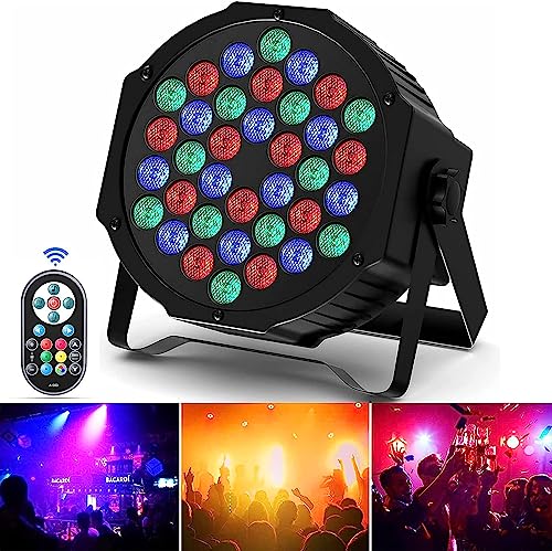 U`King RGB Lumiere de Scene avec Son Activé, 72W Par 36 LED Projecteur Jeux de Lumiere Eclairage Scene avec Télécommande, Lumière Disco pour Fête DJ Bars...