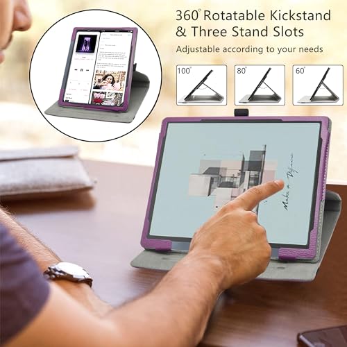 LiuShan Rotating Case for BOOX Tablet Tab Ultra C Pro,360 Degree Rotation Stand PU With Cute Pattern Cover for BOOX Tablet Tab Ultra C Pro/BOOX Tab Ultra ePaper PC 10.3 Tablet,Purple - Image 4