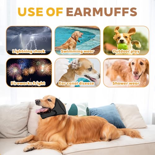 Ohrenschutz Hund | 2 Stück Elastischer Gehörschutz für Hunde | Hunde Ohrenschützer mit Geräuschunterdrückung | Gehörschutz für Hunde - für Geräuschblockierung, Trocknen, Baden, Winter (Grau, S)