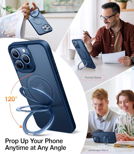Image of TORRAS Ostand for iPhone 15 Pro Case Magnetic Stand, Navy Blue 6.1 inch
