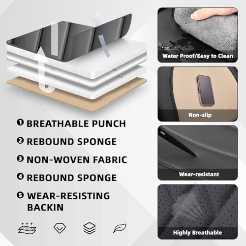 Image of Car Seat Cover Fit for Nissan 370Z 2009-2021,Compatible Airbag Non-Slip Waterproof Seat Covers, Car Seat Protector Premium Interior (Standard 2 Seats,Gray White)