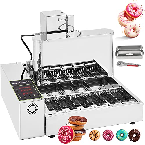 Máquina comercial para hacer donas – Mini máquina de donas de 2000 W con panel de control inteligente, giro automático, grosor ajustable, certificado CE/FCC/CCC/PSE