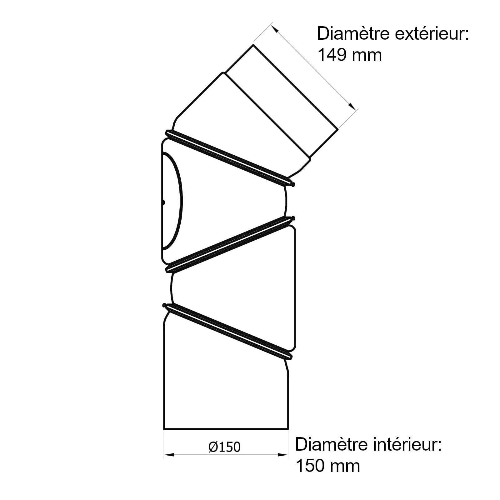 Raik Rauchrohrbogen Ofenrohr Multibogen 0-90° einstellbar mit Reinigungsöffnung Stahlblech 2 mm Senotherm schwarz Ø 150 mm für Kamin Kaminofen Holzkessel Holzvergaser Länge 48,5 cm Made in EU