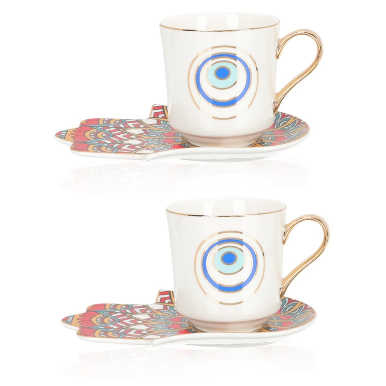 Mug décoratif élégant et soucoupe motif œil pour sublimer votre bureau
